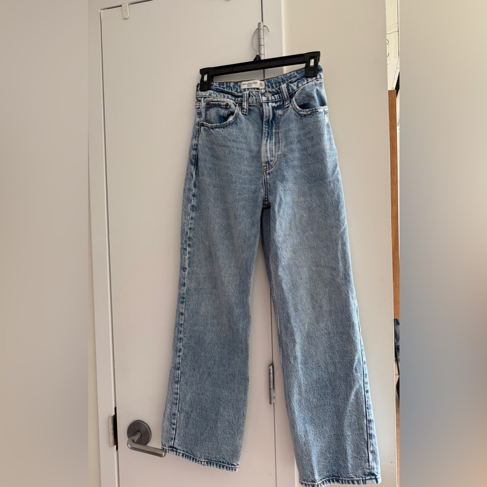 Abercrombie & Fit Light Wash Blue Denim Wide Leg Jeans